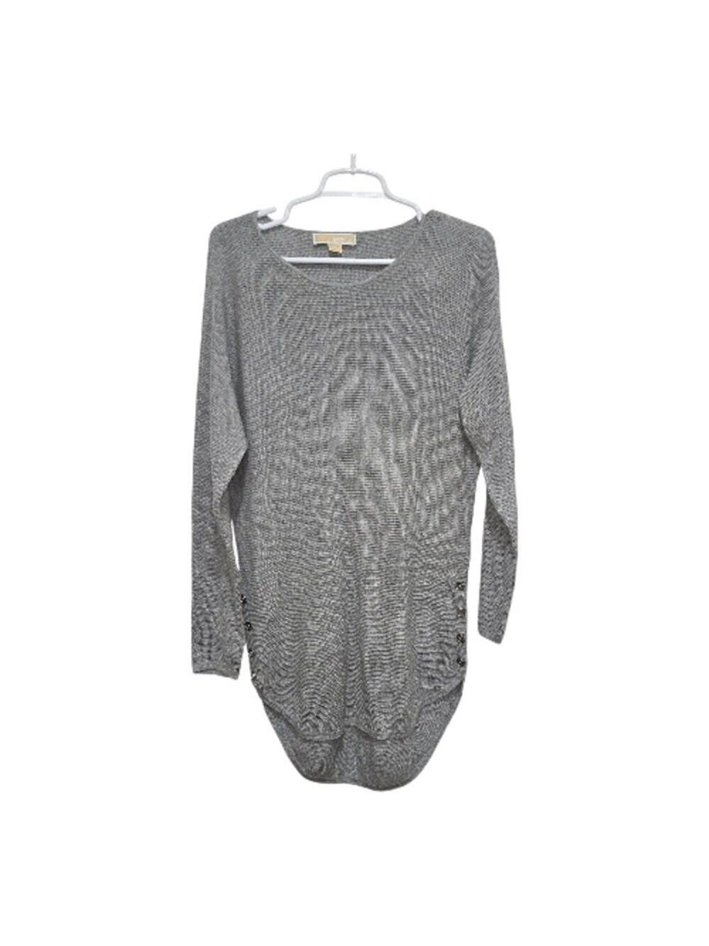 Michael Kors Gray Button Detail Tunic Sweater High Low M